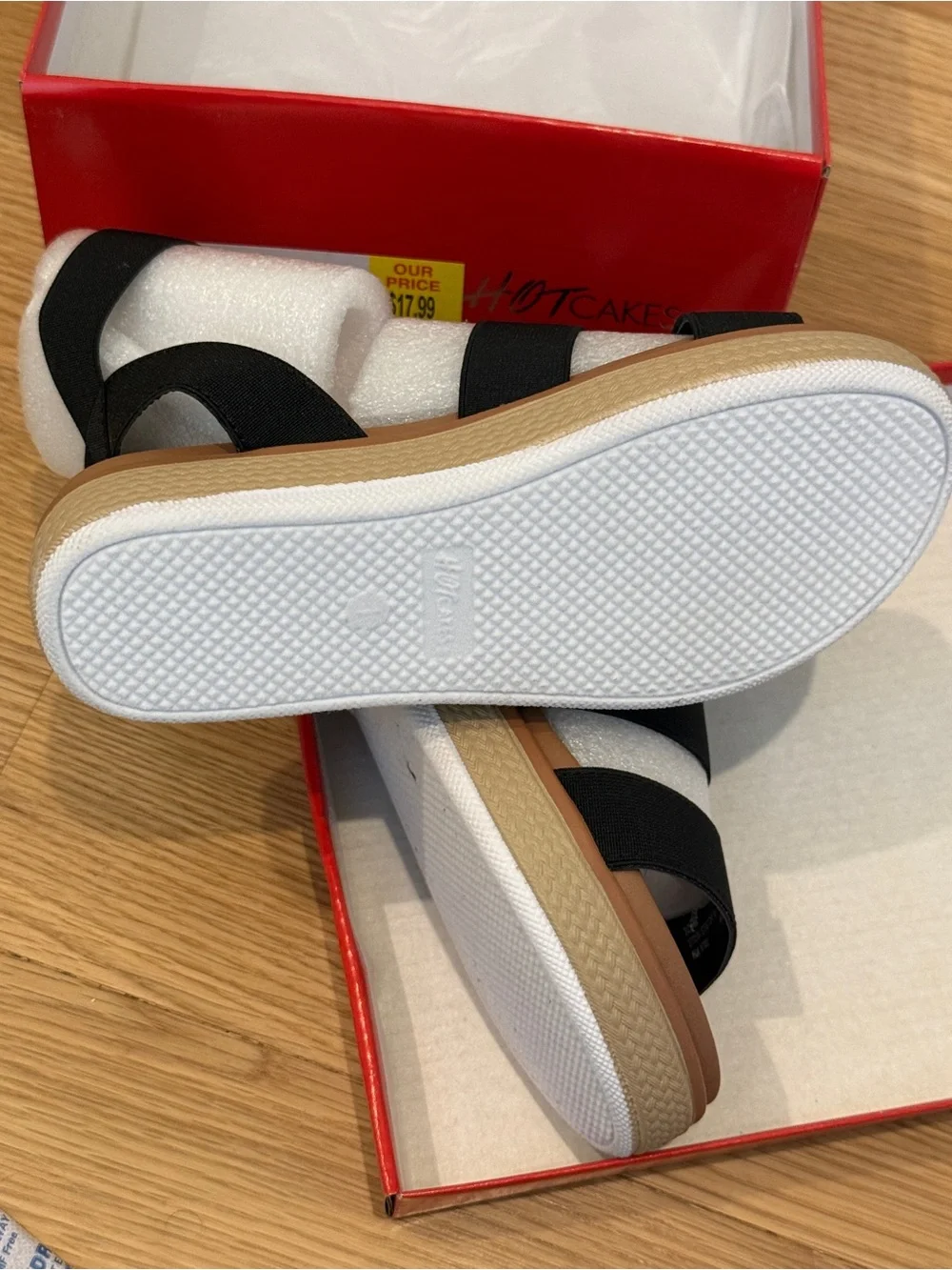Hot Cakes Black Elastic Strap Kids Sandals with Tan Platform